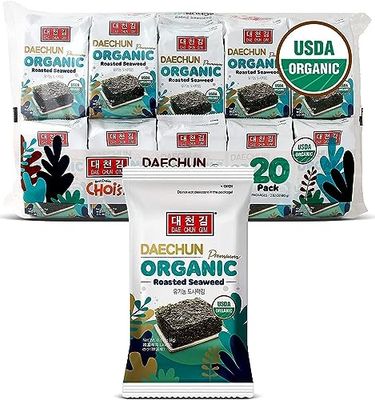 Organic DAECHUN(Choi&#39;s1) Seaweed Snacks, 20 Pack, Original, Product of Korea Premium Great