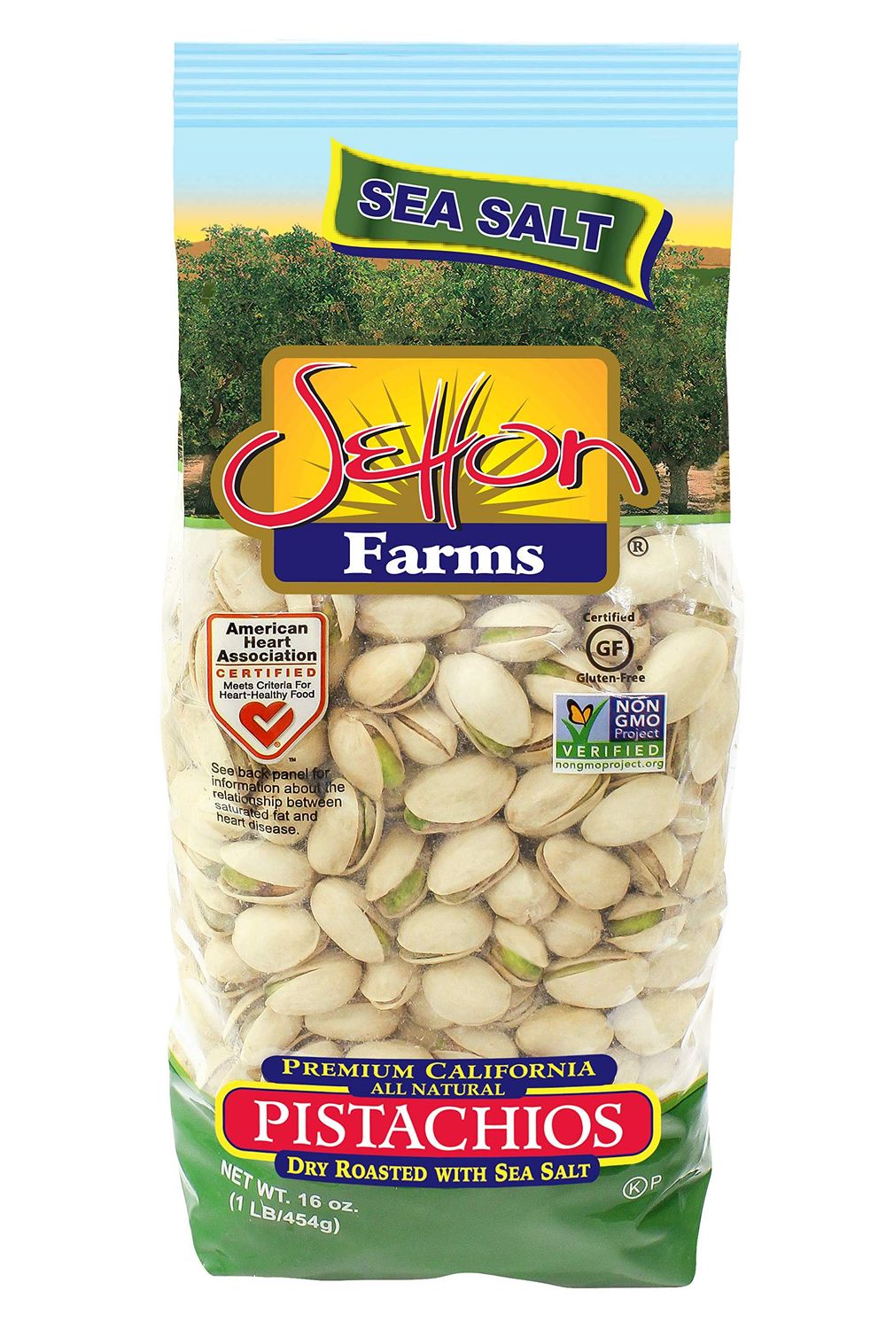 Setton Farms Dry Roasted and Salted Pistachios, Premium California In Shell Pistachios, 1 pound Bag (16 Ounce), Certified Non-GMO, Gluten Free, Vegan and Kosher