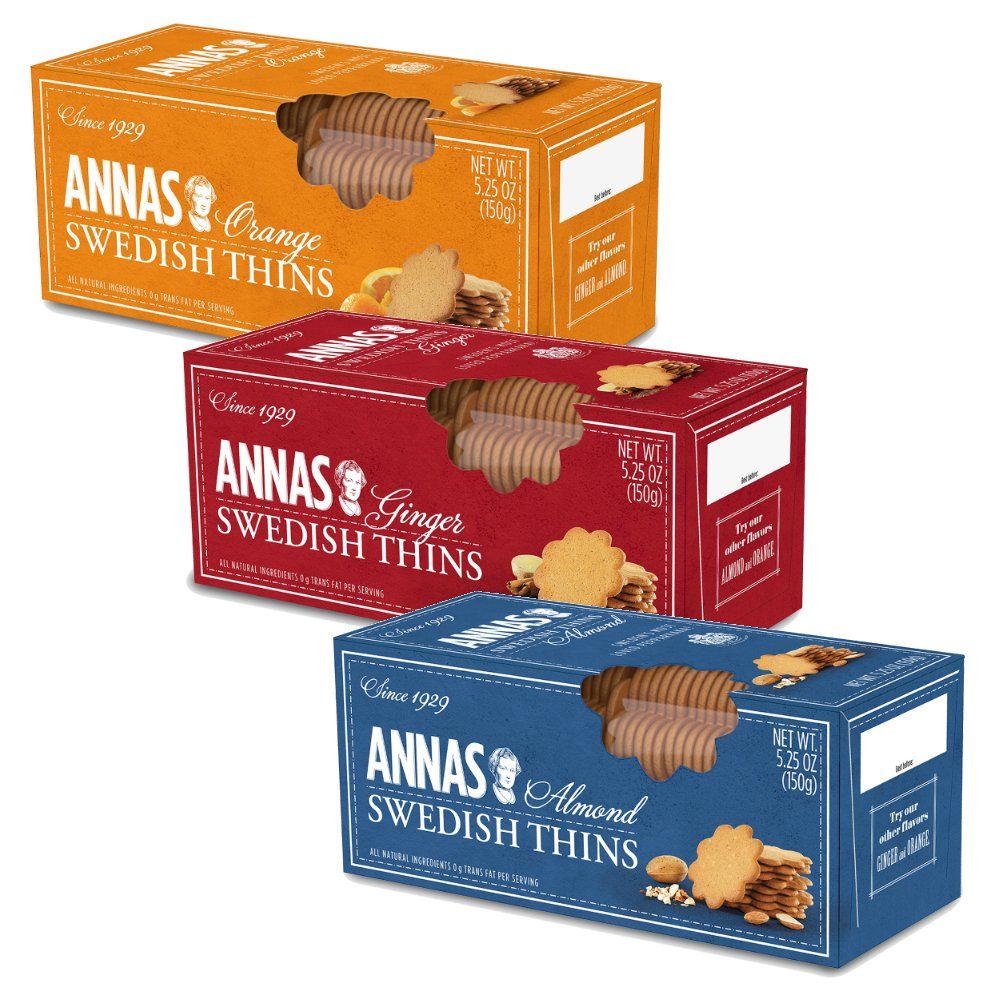 Anna&#39;s Ginger Thins Swedish Variety Pack Original, Orange, and Almond