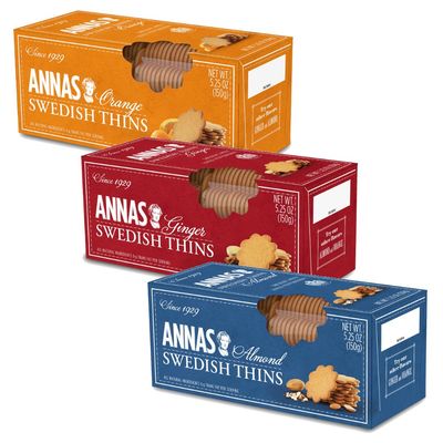 Anna&#39;s Ginger Thins Swedish Variety Pack Original, Orange, and Almond
