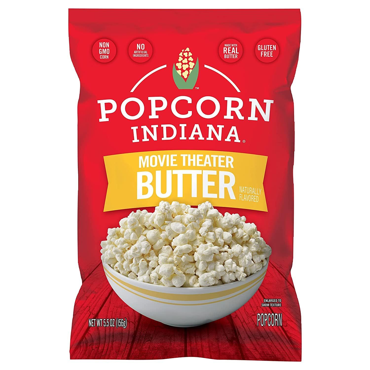 Popcorn Indiana Movie Theater Butter - Rich Butter Movie Theater Popcorn, Authentic &amp; Gourmet Flavor, Gluten Free, 5.5 Oz (6 Pack)
