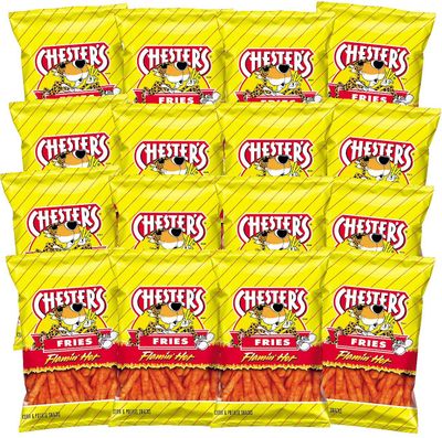 Chester&#39;s Flamin&#39; Hot Fries - Snack Pack of 16 Gluten Free Healthy Chips &amp; Crisps- Bulk Snacks &amp; Individual Chips - Variety Chips for All Adults, Teenagers, and Kids Snacks, 1.75 Ounce Bags