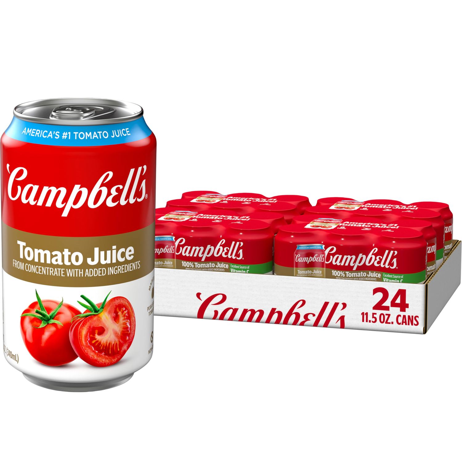 Campbell&#39;s 100% Tomato Juice, 11.5 fl oz Can (24 Pack)