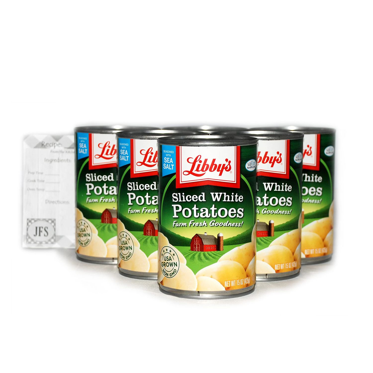 Whole White Potatoes by Libby, 6 x 15 Oz Can of Whole Canned Potatoes Bundled with JFS Recipe Card