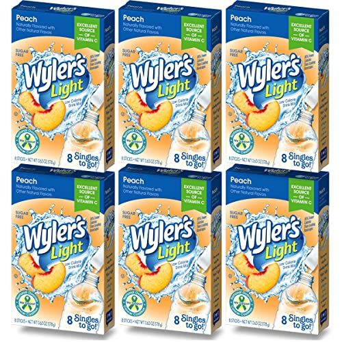 Wyler&#39;s Light Singles To Go Drink Mix, Peach, 6 pack (48 Drink Sticks Total)
