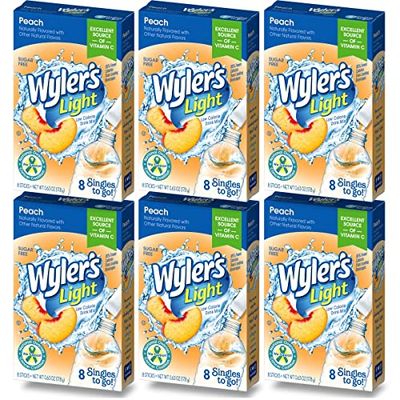 Wyler&#39;s Light Singles To Go Drink Mix, Peach, 6 pack (48 Drink Sticks Total)