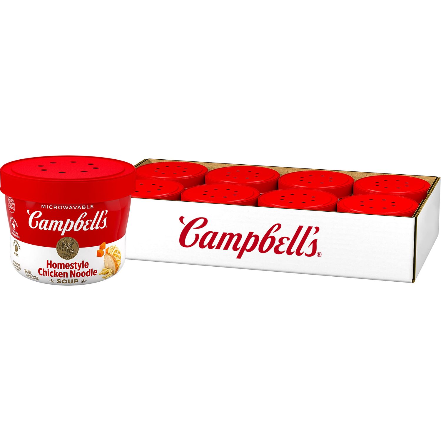 Campbell&#39;s Homestyle Chicken Noodle Soup Microwavable Bowl, 15.4 Ounce (Pack of 8)