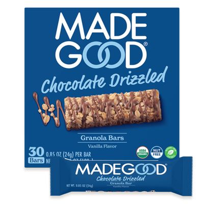 MadeGood Chocolate Drizzled Granola Bars Vanilla 30 Count Bulk Gluten Free Snacks