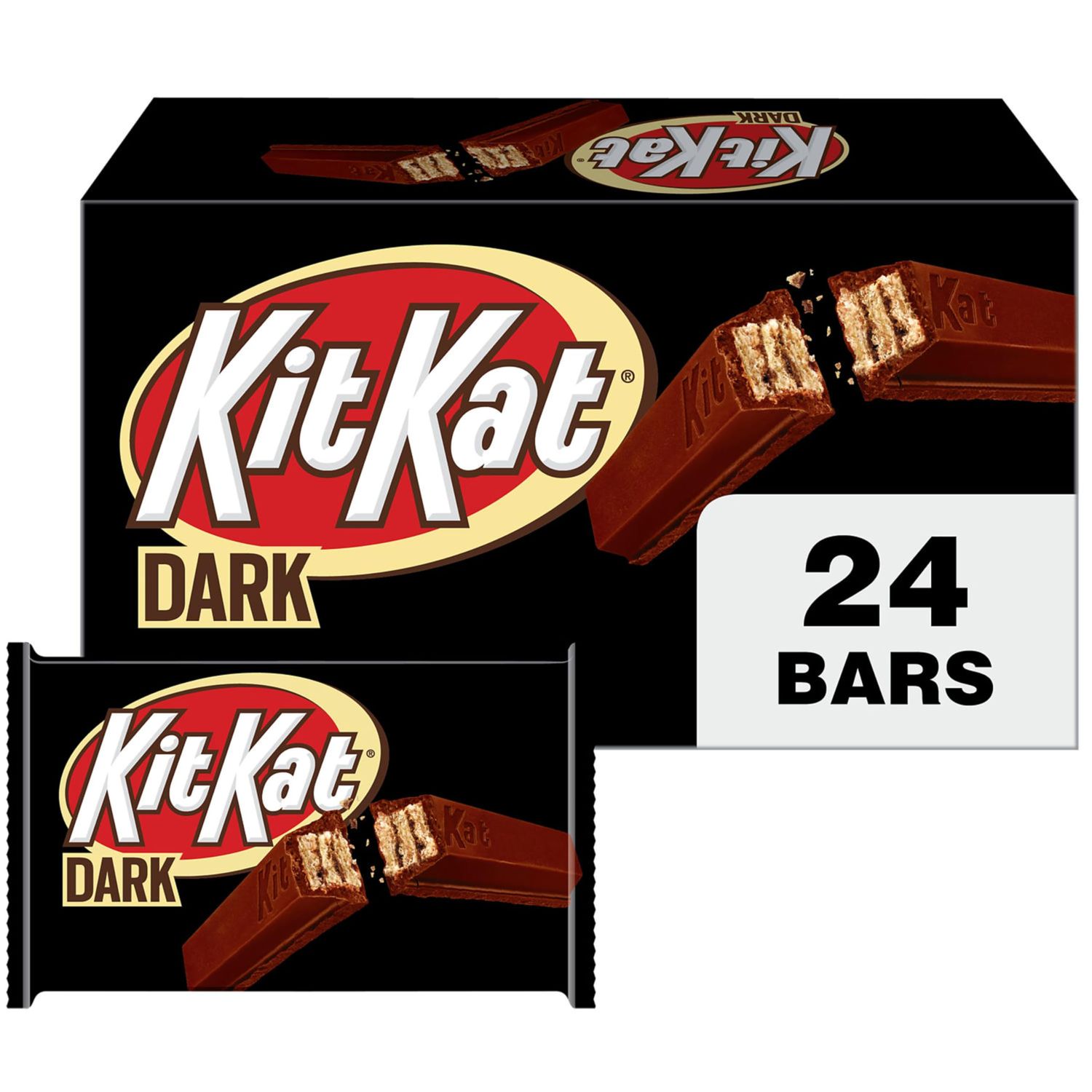 KIT KAT Dark Chocolate Wafer Candy Bars, 1.5 oz (24 Count)