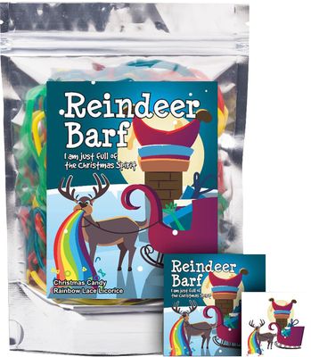 Reindeer Barf Rainbow Lace Licorice Funny Unique Christmas Stocking Stuffer Gag Birthday Girl, Boy and Teens Candy Gift (5.5 Ounces)