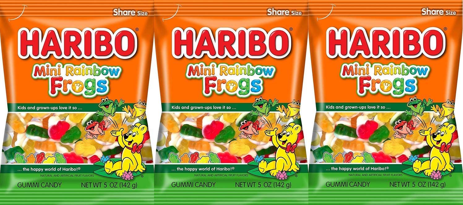 Haribo Gummies-Mini Rainbow Frogs-5 Oz-3 Count