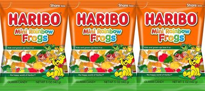 Haribo Gummies-Mini Rainbow Frogs-5 Oz-3 Count