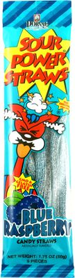 Sour Power Candy Straws, Blue Raspberry, 1.75 oz (Pack of 24)