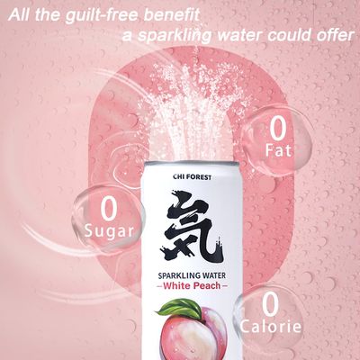 CHI FOREST White Peach Sparkling Water 24 Cans, Flavored Sparkling Water, 0 Sugar and 0 Calorie Bubbly Water, Refreshing Carbonated Water, Perfect for Party, Exercise or Work, 11.16 Fl oz, Pack of 24