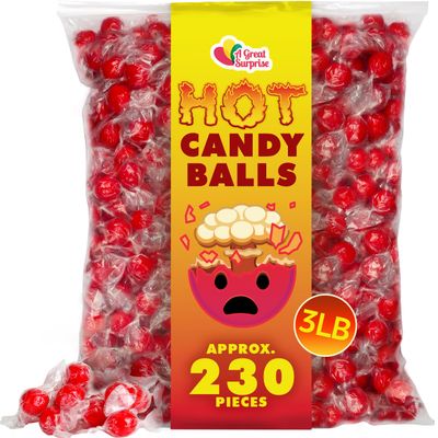 Hot Cinnamon Candy Balls -3 Lbs - Fire Hot Candy Balls - Bulk Red Candy - Red Candies for Candy Buffet