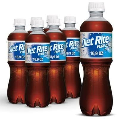 Diet Rite Pure Zero Cola, soda, No Caffeine, 6 pack of 16.9 oz bottles