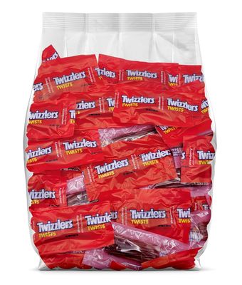 Twizzlers Strawberry Licorice Candy - 95 Strawberry Twizzlers Individually Wrapped Fun Size Candy - Bulk Individually Wrapped Twizzlers Twists Strawberry Red Candy - 95 Pieces