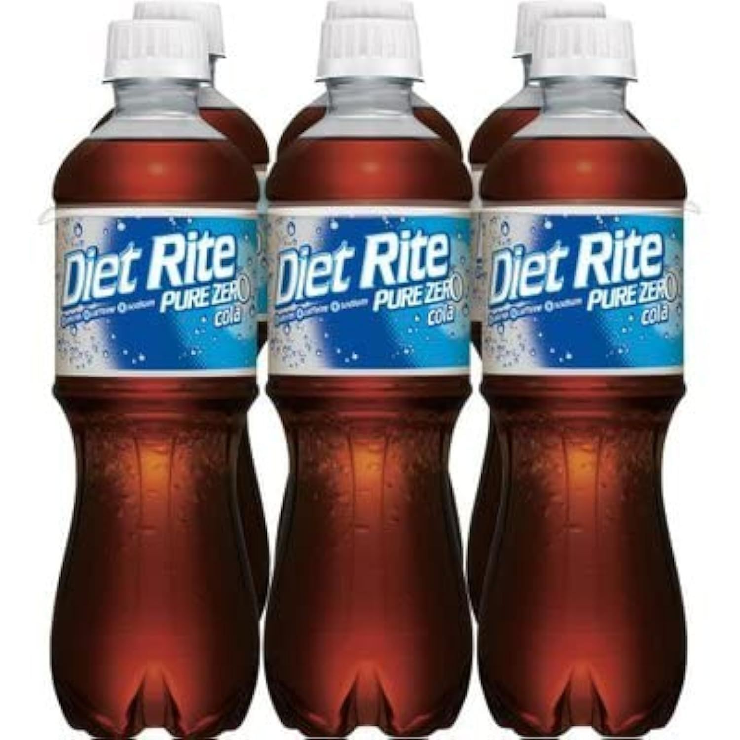 Diet Rite Pure Zero Cola, soda, No Caffeine, 6 pack of 16.9 oz bottles