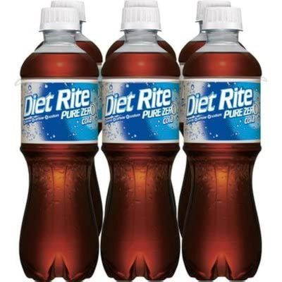 Diet Rite Pure Zero Cola, soda, No Caffeine, 6 pack of 16.9 oz bottles