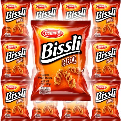Osem Bissli BBQ Flavored Crunchy Wheat Snack -No Food Coloring or Preservatives , 1.23 Ounce Bags (Pack of 12)