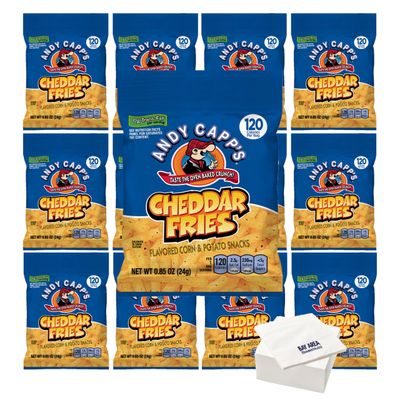 Andy Capp&#39;s Cheddar Fries, 0.85oz Pouches, Pack of 12