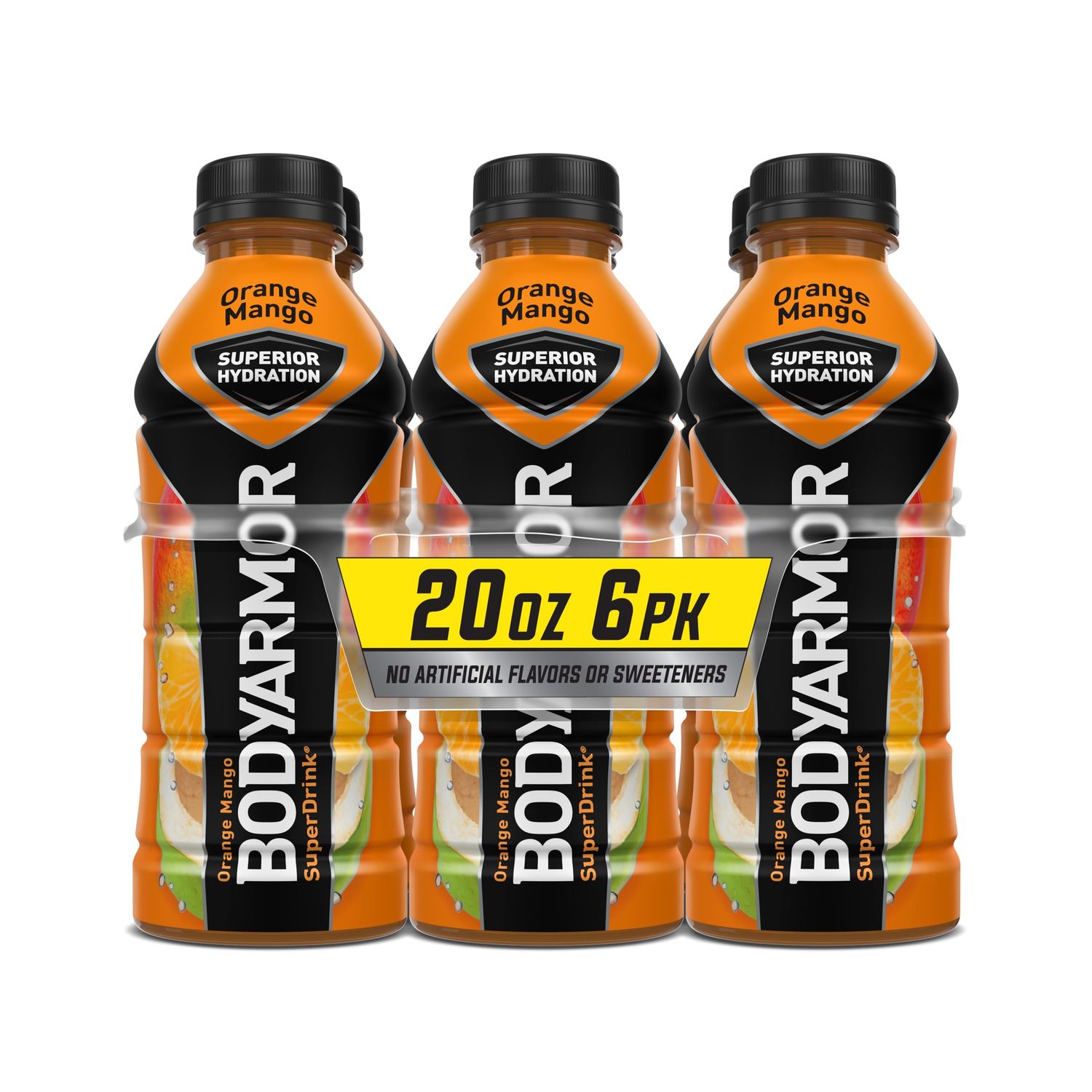 BODYARMOR Sports Drink Sports Beverage, Orange Mango, Coconut Water Hydration, Natural Flavors With Vitamins, Potassium-Packed Electrolytes, Perfect For Athletes, 20 Fl Oz (Pack of 6)