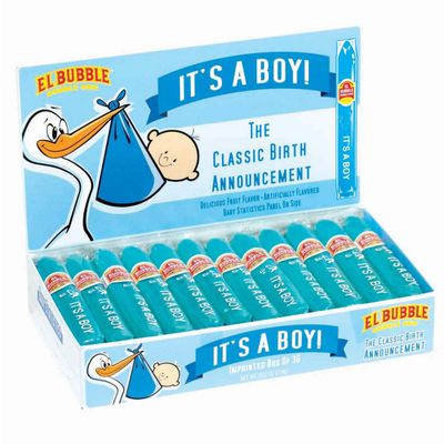 Dubble Bubble It&#39;s a Boy! Blue Bubble Gum Gender Reveal Cigars (Pack of 36)