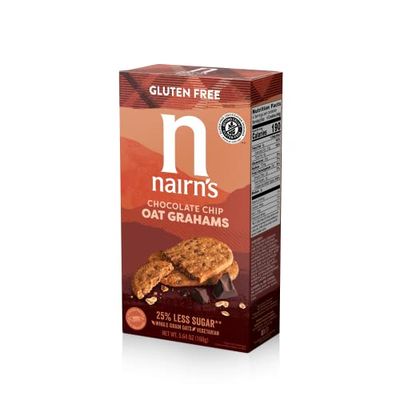 Nairn&#39;s Gluten-Free Chocolate Chip Oat Grahams - Healthy, Tasty and Safe for Celiacs. Perfect On-the Go Snack. High Fiber, No Artificial Colors, Flavors, or Preservatives, 5.64oz