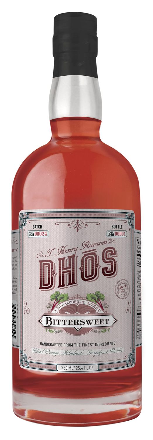 Dhos Bittersweet - Handcrafted Non-Alcoholic Aperitif With Flavors Of Rhubarb, Fruit &amp; Bitter Herbs - Non-Alcoholic Spirit To Mix Delicious Mocktails - Keto-Friendly, Zero Sugar, Zero Proof - 750 ML