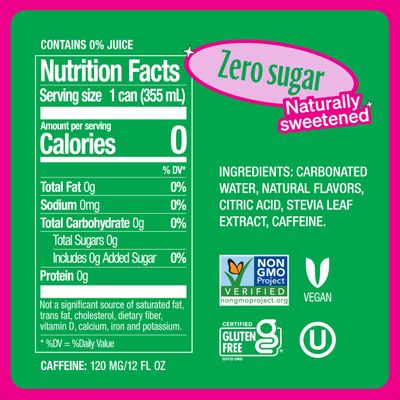 Zevia Zero Sugar, Watermelon Energy Drink, 12 Fl Oz Cans (Pack of 12)