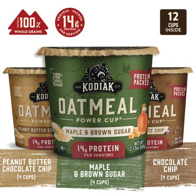 Kodiak Cakes Instant Oatmeal Cup Variety Pack: Peanut Butter Chocolate Chip, Maple &amp; Brown Sugar, &amp; Chocolate Chip