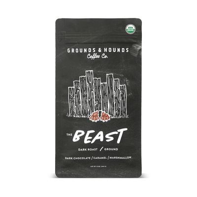 Grounds &amp; Hounds Coffee - 12oz Ground Bag, Dark Roast, The Beast Ground 12oz bag