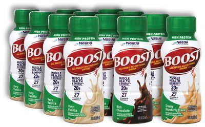 Boost High Protein Shake Variety | High Protein | Boost Rich Chocolate, Boost Creamy Strawberry, and Boost Very Vanilla Flavors | 12 Pack | Niro Assortment | Included one Niro beverage sleeve