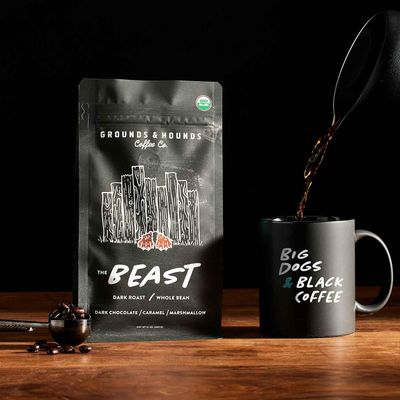 Grounds &amp; Hounds Coffee - 12oz Ground Bag, Dark Roast, The Beast Ground 12oz bag