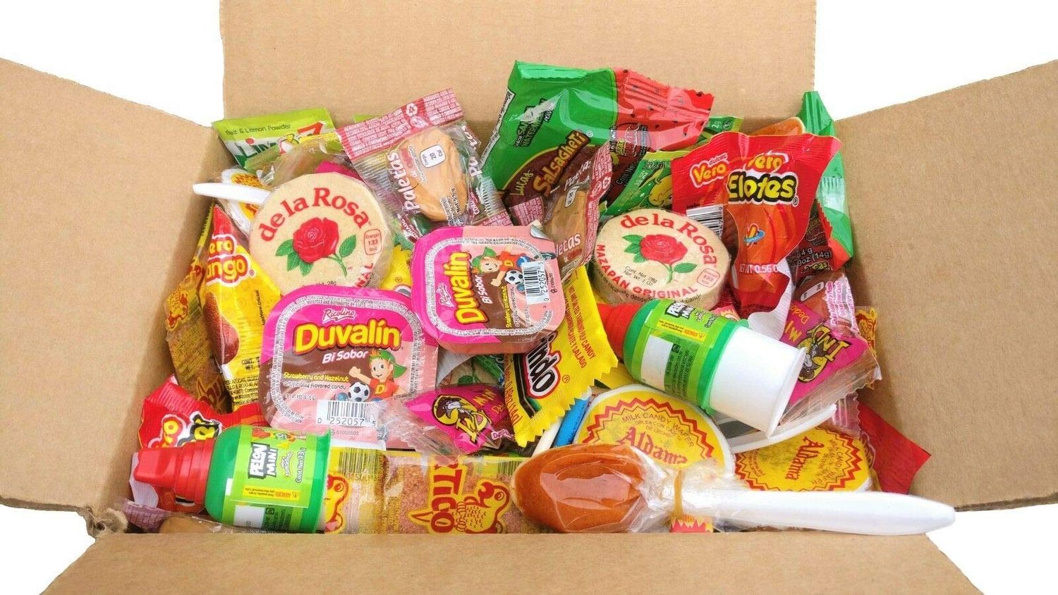 Mexi-Mix Box Mexican Candy Assortment. 86 count. Care Package Variety of Spicy Candy Box Gift Bulk Dulces Mexicanos Snack Include: Obleas Duvalin Lucas Vero Mango Pulparindo Pelon Pelo Rico