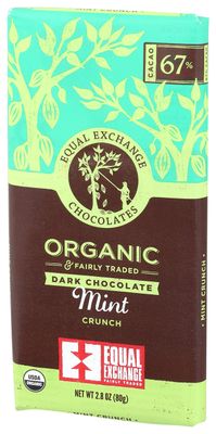 Equal Exchange Organic Dark Chocolate Mint Crunch 80g, 2.8 oz