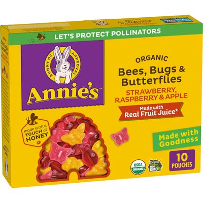 Annie&#39;s Organic Bees, Bugs, and Butterflies Fruit Flavored Snacks, 10 Pouches, 7 oz