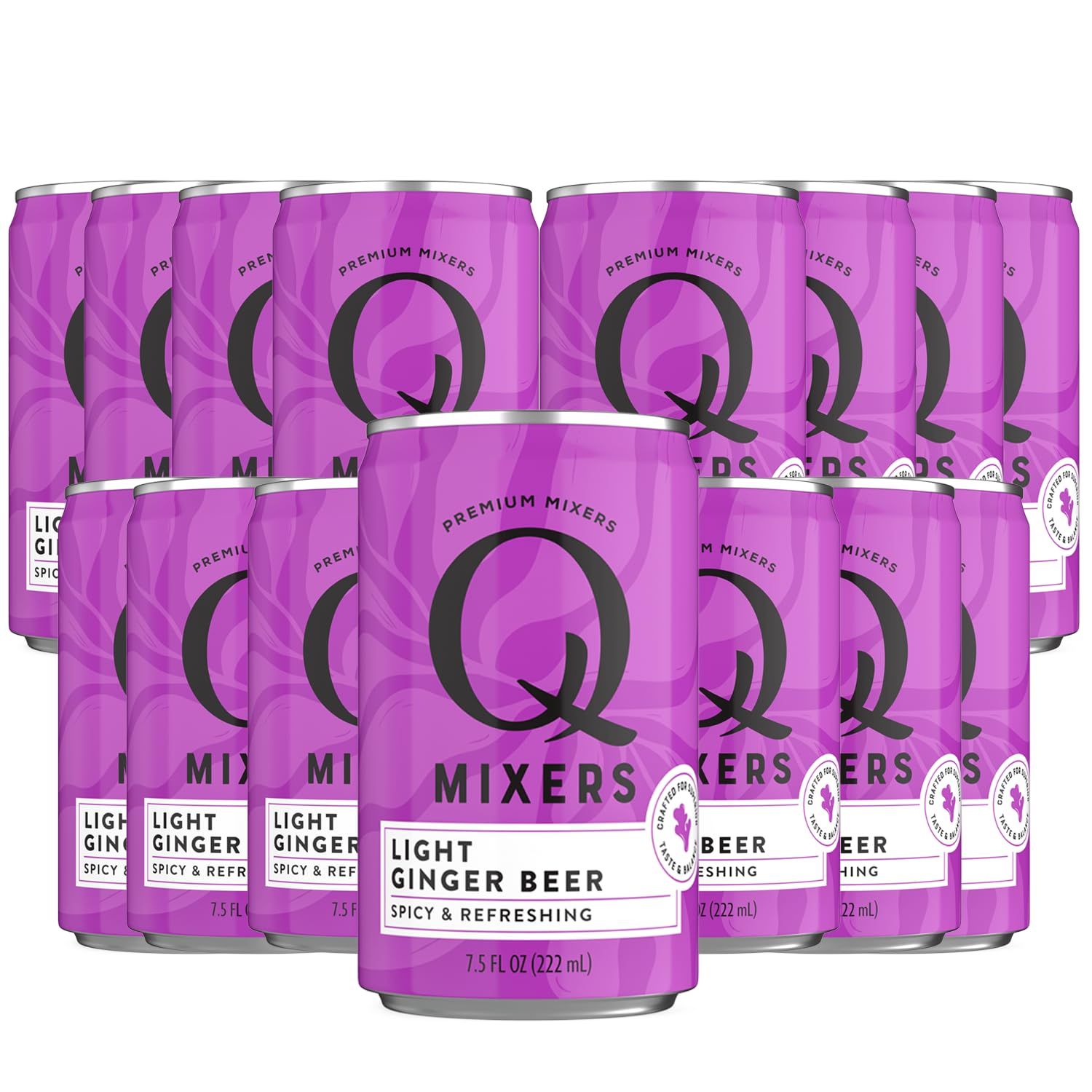 Q Mixers Light Ginger Beer Premium Cocktail Mixer Made with Real Ingredients 7.5oz Can | 15 PACK