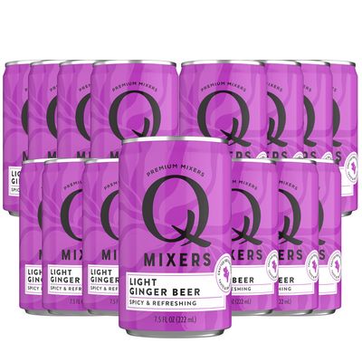 Q Mixers Light Ginger Beer Premium Cocktail Mixer Made with Real Ingredients 7.5oz Can | 15 PACK