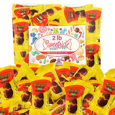 Easter Chocolate Eggs, 2LB ReesesEggs Bulk Pack, Each Egg 0.60oz, Indulge in Delicious Easter Eggs, ReesesPeanut Butter Eggs Perfect for Every Sweet Tooth, Perfect Bite Every Time