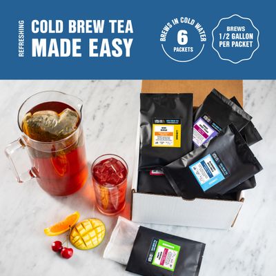Tiesta Tea - 6 Pack Cold Brew Variety Tea - Premium Loose Leaf Tea Blend - Medium to Non Caffeinated Iced Tea - Assorted Tea Sample Set - Cold Brew Tea Packets - Brews 64oz Pitcher Per Bag (Pack of 6)