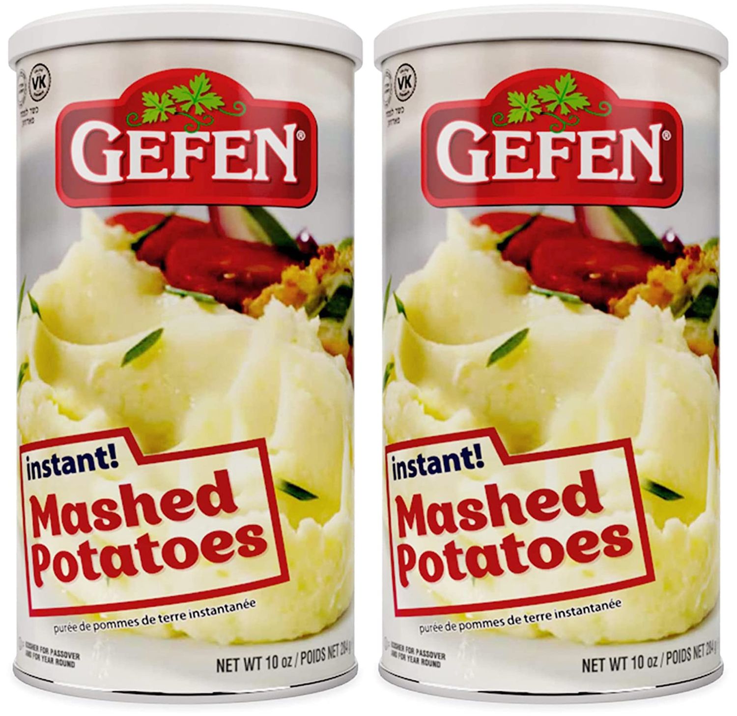 Gefen Instant Idaho Mashed Potatoes, 10oz (2 Pack) | Resealable Canister | Dairy Free | Gluten Free | No MSG