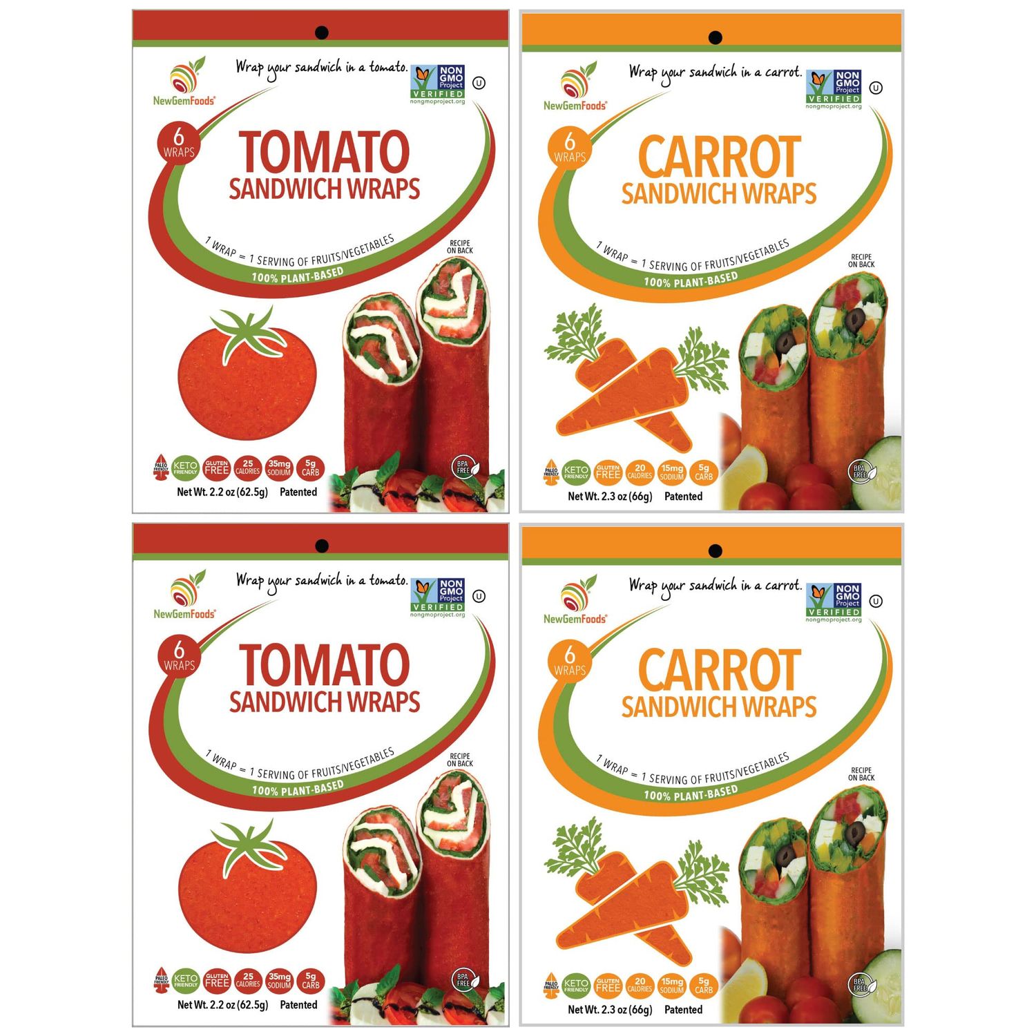 GemWraps 24ct Value Pack- Carrot &amp; Tomato