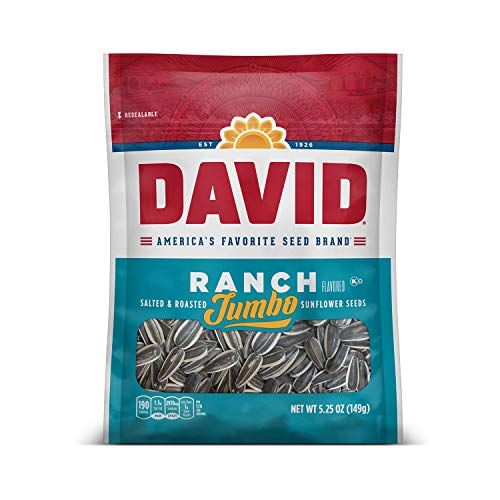 DAVID Seeds Ranch Flavored Salted and Roasted Jumbo Sunflower Seeds, Keto Friendly Snack, 5.25 OZ Bag