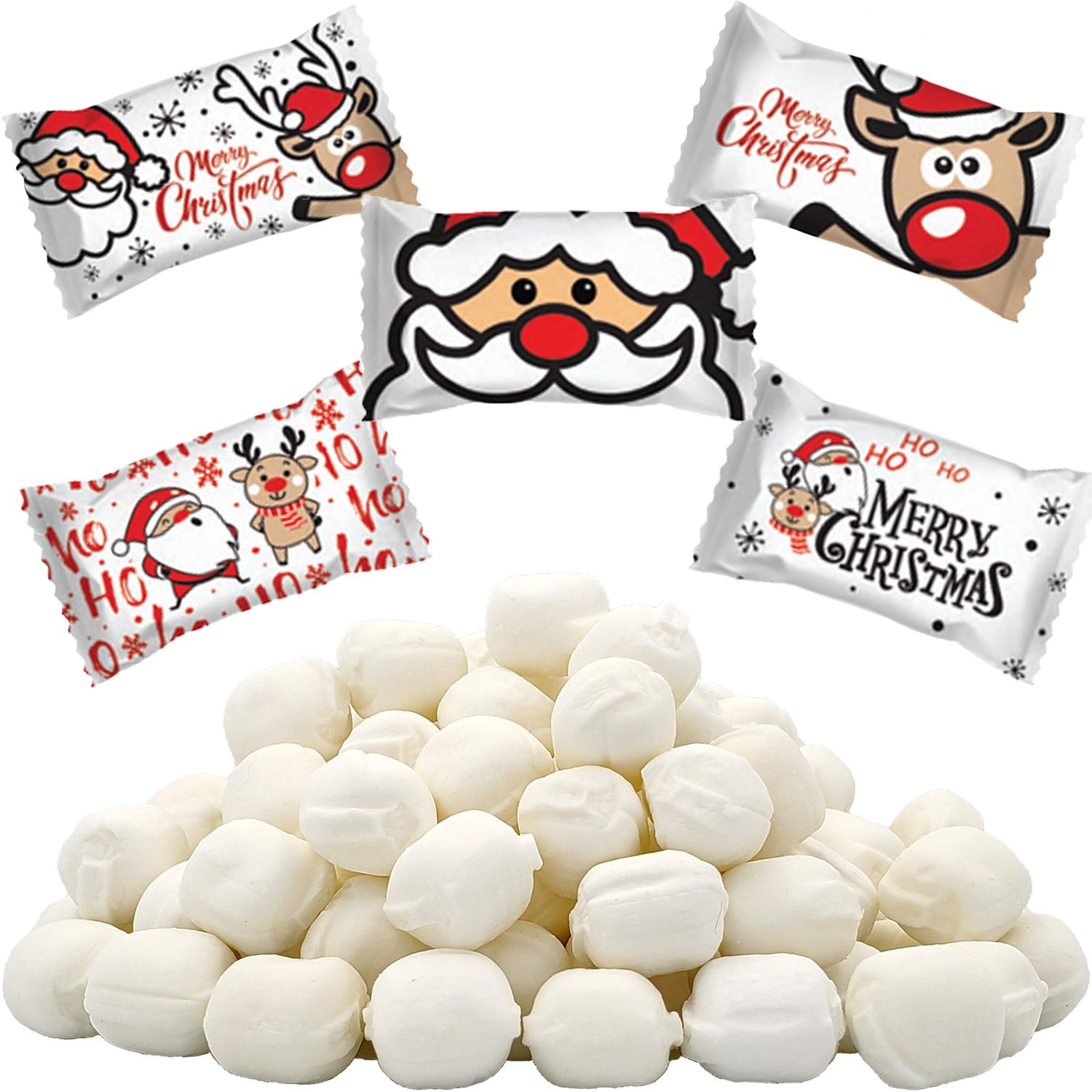 The Dreidel Company Merry Christmas Holiday Season&#39;s Greetings Buttermints, Mint Candies, After Dinner Mints, Butter Mint Candy, Fat-Free, Individually Wrapped (55 Count)