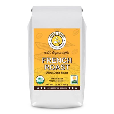 North Coast Roasting Company, Dark Roast, Low Acid, Organic Coffee, Whole Bean - French Roast, USDA Certified, Organic Coffee Beans, 12 Ounce Bag