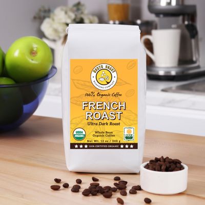 North Coast Roasting Company, Dark Roast, Low Acid, Organic Coffee, Whole Bean - French Roast, USDA Certified, Organic Coffee Beans, 12 Ounce Bag