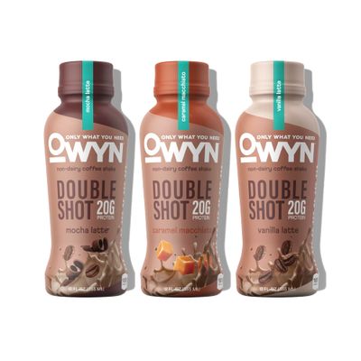 OWYN Only What You Need Doubleshot Dairy Free Keto Protein Coffee Shake, Variety Pack, 0g sugar, 20g plant based protein, 180mg Caffeine, Gluten &amp; Soy Free, Non-GMO, Vegan (12 Pack, 12 Fl Oz Bottles)