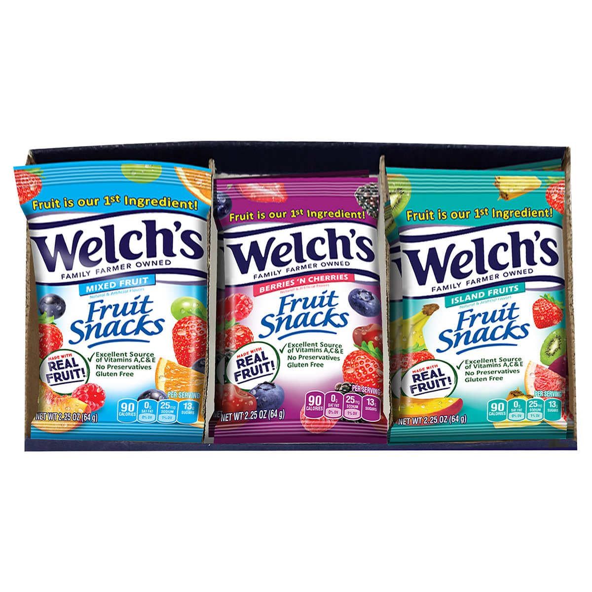 Welch&#39;s Fruit Snacks, Bulk Variety Pack with Mixed Fruit, Superfruit Mix, Island Fruits, Gluten Free, Bulk Pack, 2.25 oz (Pack of 16)