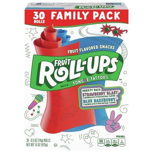 Fruit Roll-Ups Fruit Flavored Snacks, Strawberry Blast, 0.5 oz, 10 ct (Pack of 10)
